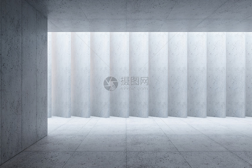 空白混凝土内部,三维渲染图片