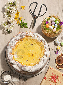 罗马尼亚复活节面包帕斯卡复活节桌子上图片