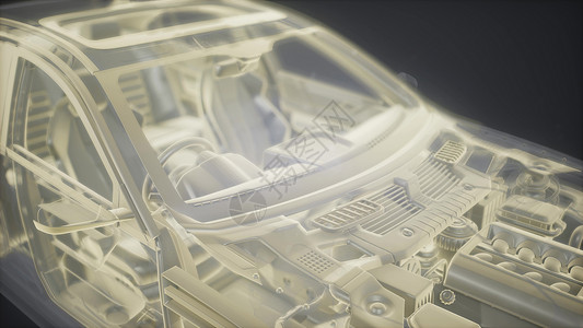 动画模型素材三维线框汽车模型与发动机水獭技术部件的全息动画三维线框汽车模型与发动机的全息动画背景