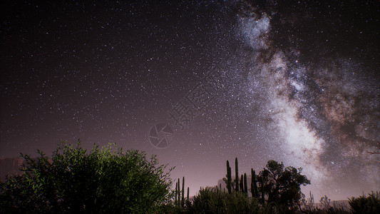 橙色星云光效美国犹他州沙漠上方的银河背景