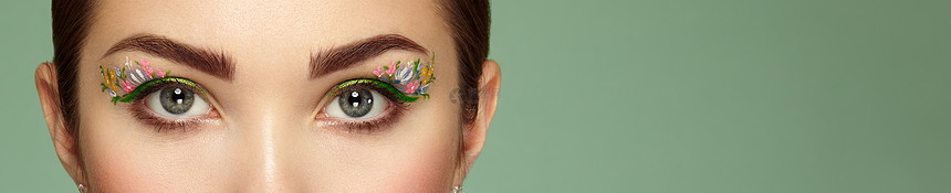 女性眼用花妆眼春妆美容时尚睫毛化妆品眼影化妆细节,图片