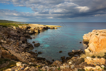 基布兹塞浦路斯北部美丽的海滩背景
