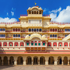 印度斋浦尔的钱德拉马哈尔宫城市宫殿文化高清图片素材