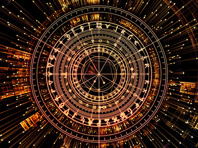 意义系列的圆圈神圣符号箭头分形元素灵占星术占卜魔法上的相互作用图片