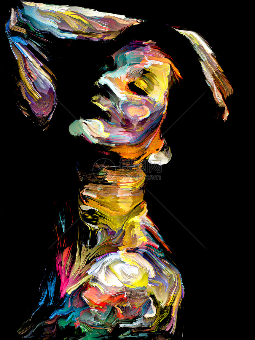 情感绘画系列抽象的女肖像用粗糙的数字颜料人类情感内激情现代艺术的上执行图片