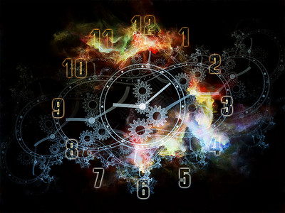 太空钟时间序列的面孔科学教育现代技术的时钟刻度盘抽象元素的背景图片