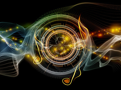 粒子发生器系列分形灯光音乐音符分形领域的背景,涉及音乐表演数字录音虚拟声音背景图片