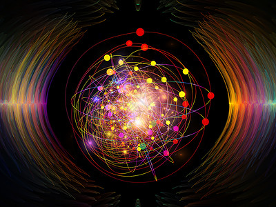 波函数序列艺术背景由彩色正弦振动光分形元素成,用于声音均衡器音乐谱量子概率等项目背景图片