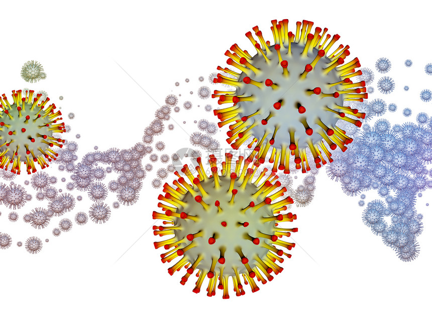 冠状病宇宙病流行系列冠状病颗粒微元素的三维图解,用于病流行病感染疾病健康方面的工作图片