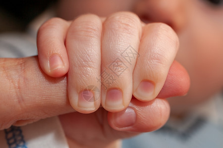 靠近婴儿的手,握住成人的父母手指高清图片