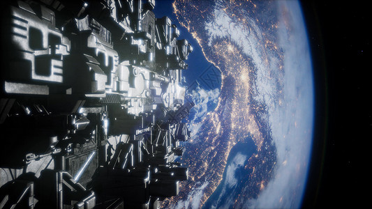 庞大的宇宙飞船舰队被称为母舰,即将到来的入侵中占据地球的位置母船地球上占据着即将到来的入侵的位置背景图片