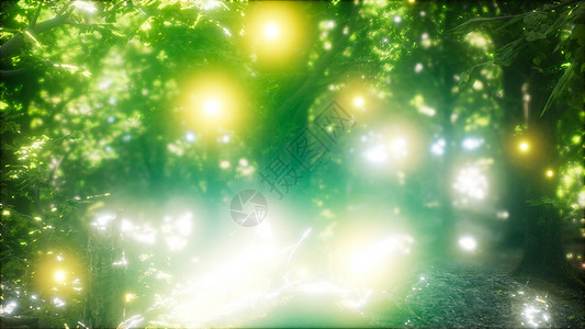 萤火虫绿色的森林里飞行萤火虫森林里飞行树高清图片素材