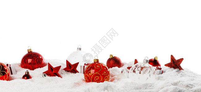 圣诞装饰框架的球,星星礼物雪中连续隔离白色背景的文字元素圣诞装饰框架背景图片