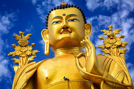佛陀弥勒佛雕像利基尔贡帕修道院,拉达克,拉达克的佛陀弥勒佛像背景图片