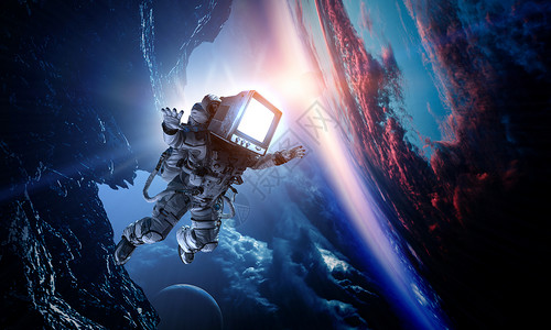 宇航员用旧器代替头部这幅图像的元素由美国宇航局提供设计图片
