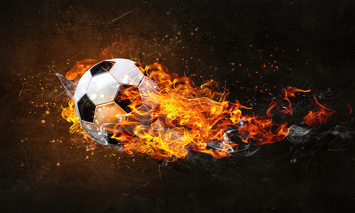 足球和火焰足球比赛的与球火焰中足球着火了背景