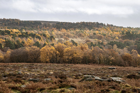 恩格贝秋季Enlnd峰区的OwlerTor景观景观背景