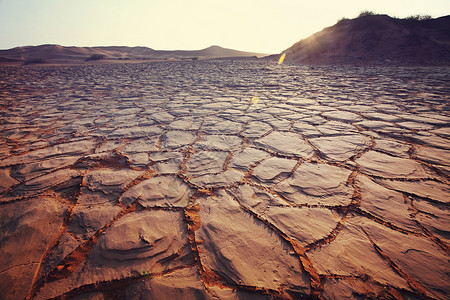 泥土地沙漠中的旱地背景