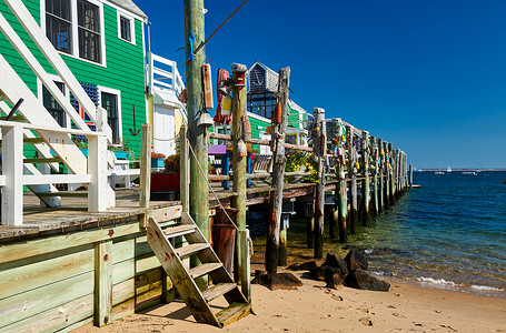 海滩房子美国马萨诸塞州科德角Provincetown海滩背景
