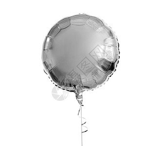 节日,生日派装饰个金属银充气氦气球白色背景个白色背景上的银氦气球背景图片