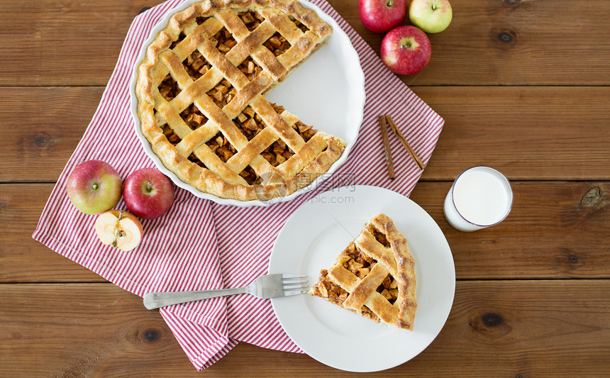 食物,烹饪烘焙苹果派叉子盘子上把苹果派叉子放盘子上图片