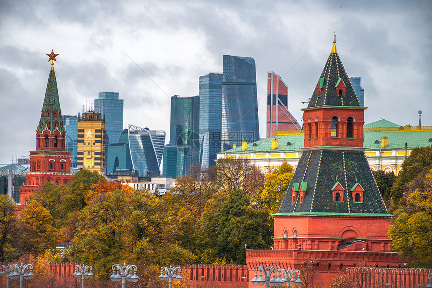 莫斯科市以克里姆林宫为背景俄罗斯图片
