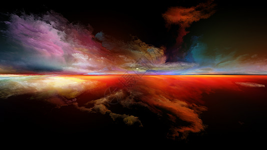 抽象景观透视涂料系列背景云,颜色,灯光地平线的项目插图,绘画,创造力想象力背景图片