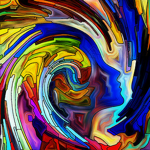 螺旋系列由彩色璃漩涡图案成的彩色碎片隐喻,丰富多彩的创意艺术想象力图片