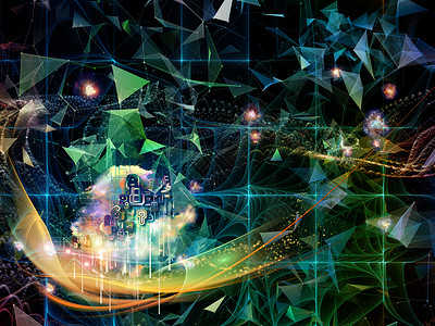 数字梦想系列科学教育计算机现代技术领域的技术背景与虚拟可视化件的抽象图片