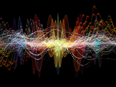 波函数序列由彩色正弦振动光分形元素背景图片