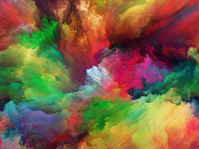 抽象颜色系列艺术创造力想象力的上,由画布上的彩色绘画构成的艺术抽象图片