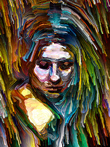丰富的彩色涂料系列艺术能量创造力自表达的情感肖像图片