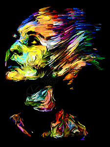 内部油漆系列色彩斑斓的女肖像艺术能量创造力情感等方背景图片