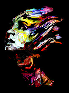 内部油漆系列色彩斑斓的女肖像艺术能量创造力情感等方背景图片