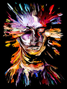 内部油漆系列彩色抽象女肖像的艺术能量创造力情感背景图片