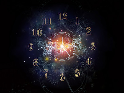 时间的相时间序列的孔时钟刻度盘抽象元素的背景,以补充科学教育现代技术的图片