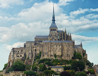 法国米歇尔修道院的景色高清图片