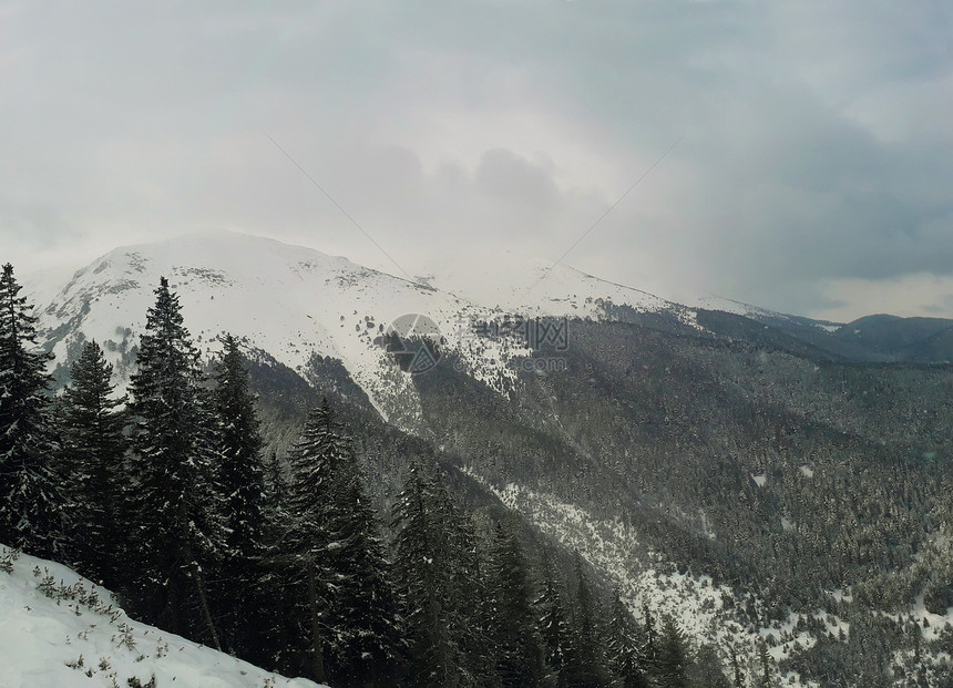 保加利亚的皮林山冬季景观,斯科滑雪胜地图片