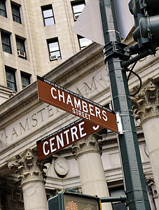纽约市街道标志会议厅中心背景图片