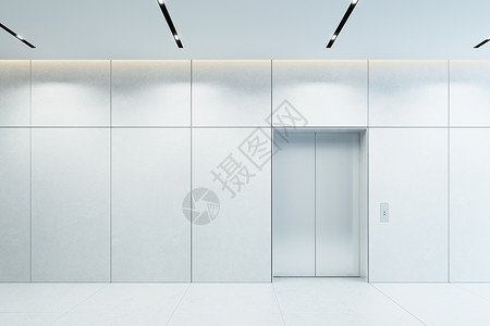 现代电梯,办公室大厅闭门,3D渲染图片素材