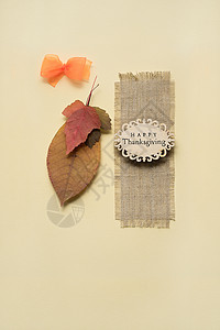 创意感恩节照片的叶子黄色背景图片