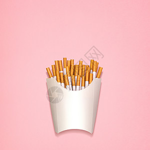 香烟的静物,装纸箱里的炸土豆高清图片