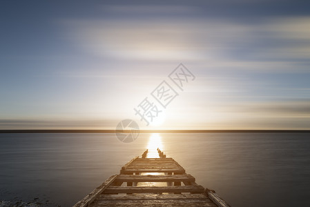 美丽的日落景观图像舰队泻湖多塞特英国背景图片