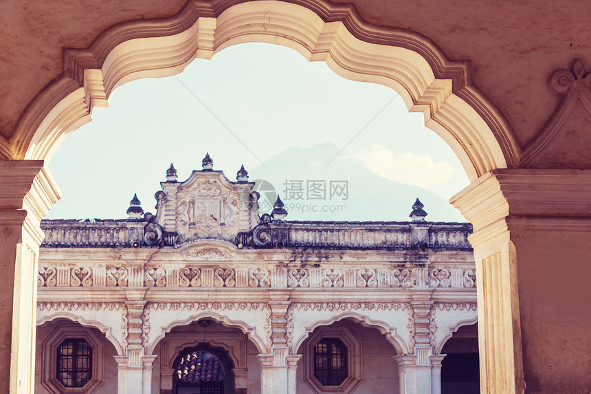 殖民建筑古老的安提瓜危地马拉城,洲,危地马拉图片