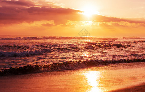 美丽的彩色日落海边适合壁纸背景图像背景图片