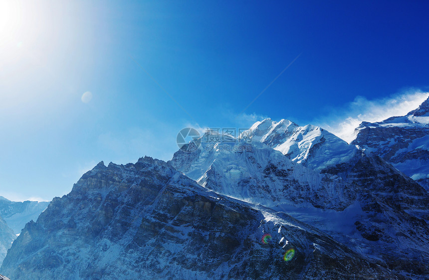 坎肯琼加地区风景优美的山景,坎陈琼加地区,喜马拉雅山,尼泊尔图片