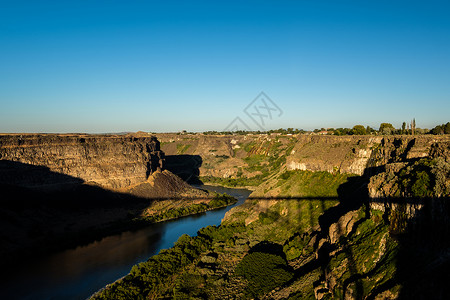 蛇河峡谷附近的双胞胎瀑布,爱达荷州,美国成双的高清图片素材