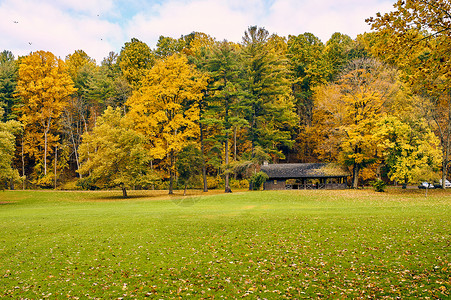 秋天的场景莱奇沃思州立公园的秋季景观高清图片