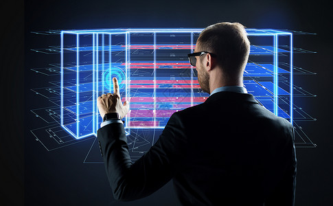 建筑,技术建筑商人与虚拟建筑蓝图投影屏幕上虚拟建设项目的商人虚拟建设项目的商人背景图片