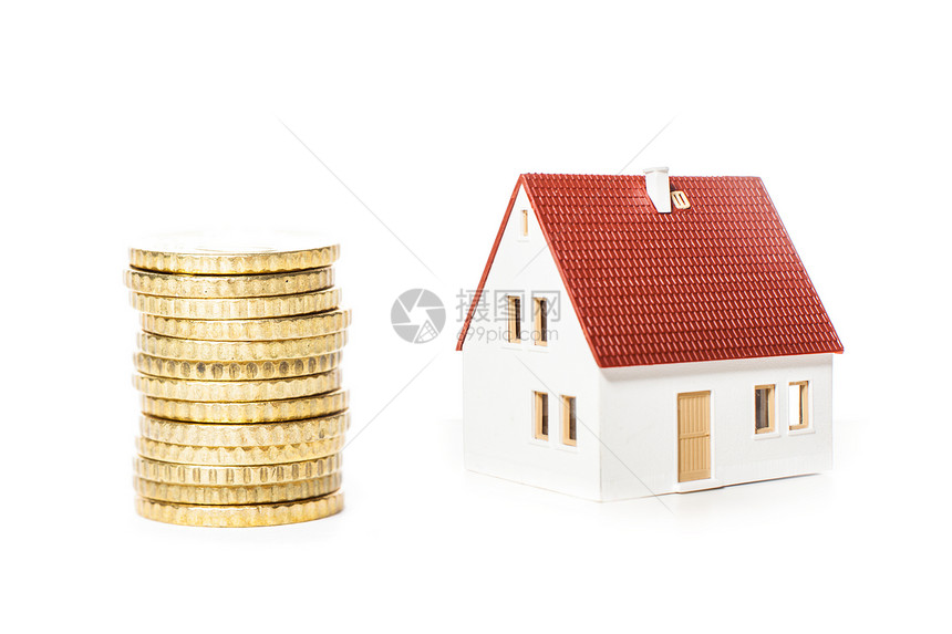 钞票上的房子财产阶梯抵押房地产投资的抵押贷款
